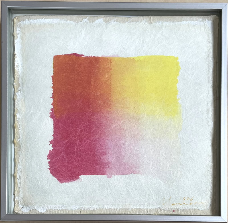 百瀬寿「Square Vertibal Magenta and Horizontal Yellow」/アクリル原画/1986年/絵画販売