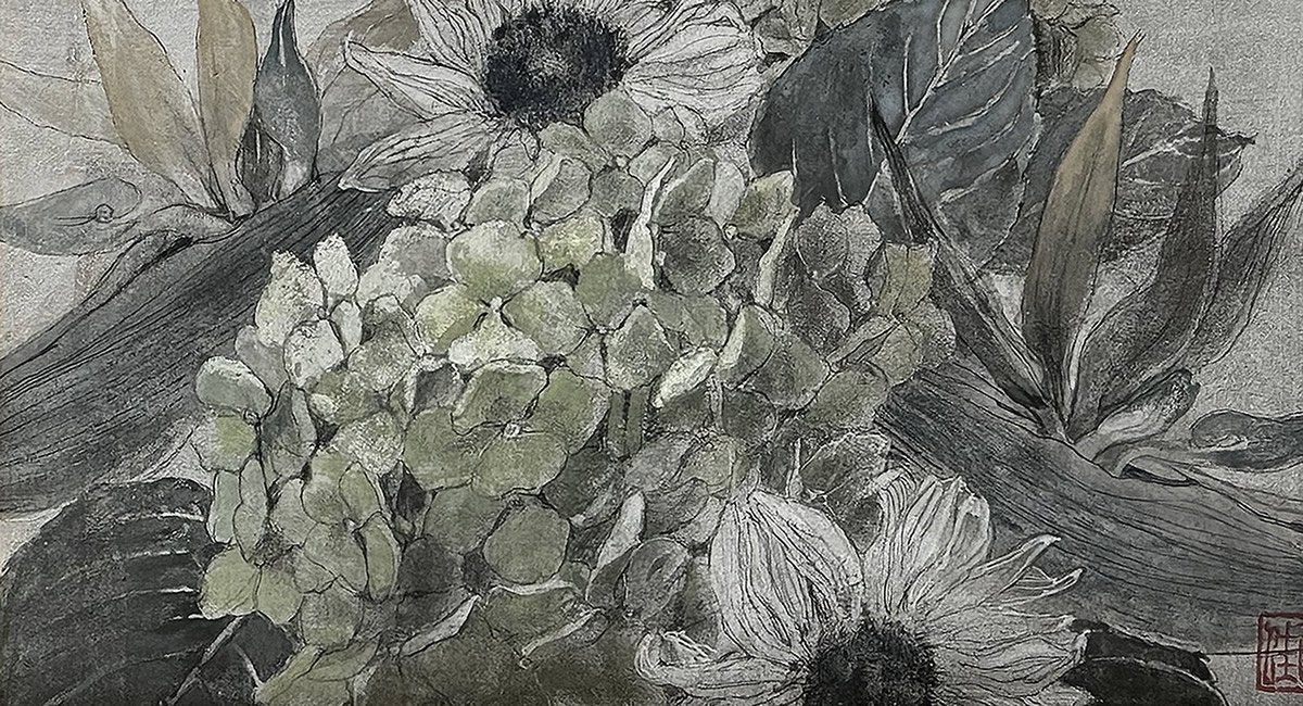 菅原百佳「花鳥」/日本画/紙本彩色/絵画販売