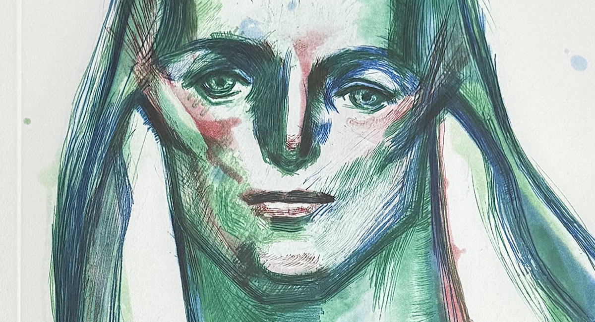 舟越桂「緑のスフィンクス」2008年/ソープグランドアクアチント/絵画販売