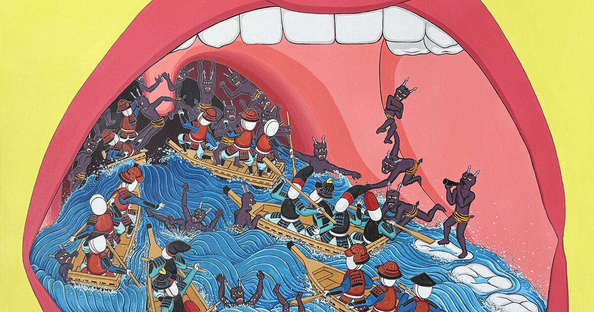鈴木ひょっとこ「顔の穴　錠侍口中合戦図」